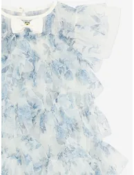 Angels Face Girls Etta Printed Tiered Tulle Dress in Blue - 3