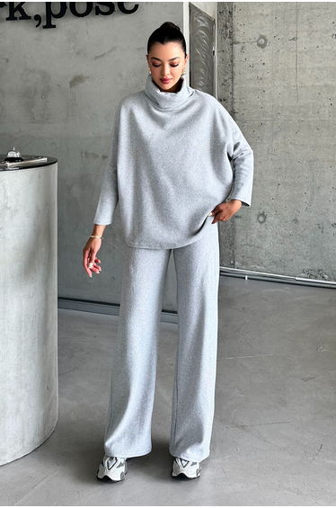 Women's Selanik Fabric Turtleneck Bottom Top Set