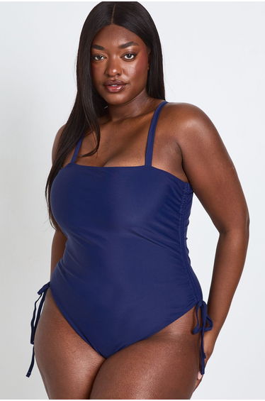 Plus Bandeau Ruched Swimsuit - navy