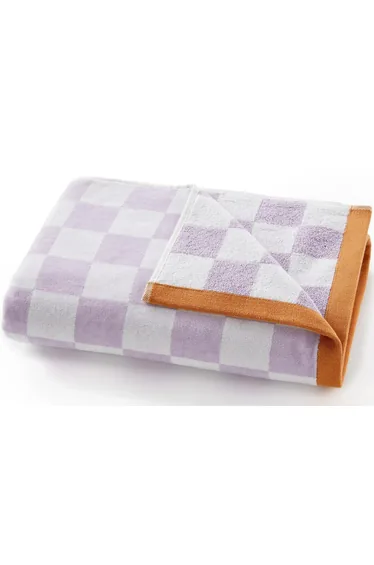 منشفة إستحمام قطن تيري مخملي كاروهات