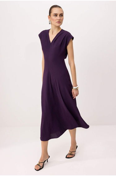 Plum Midi Woven Dress
