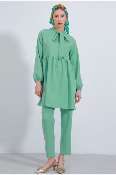 BDART Long Tunic and Pants Two-Piece Set with Shirt Collar