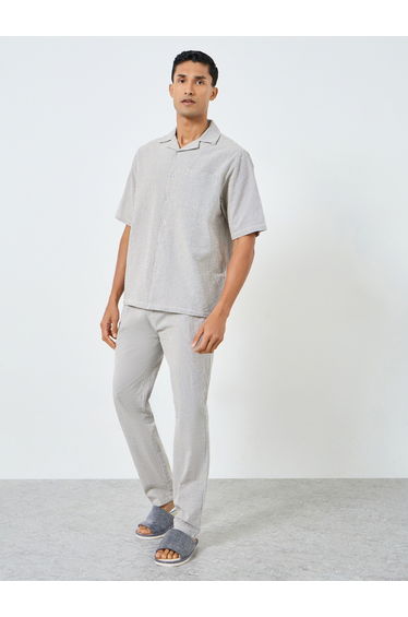 Men Relaxed Fit Striped Shirt and Pyjama Set