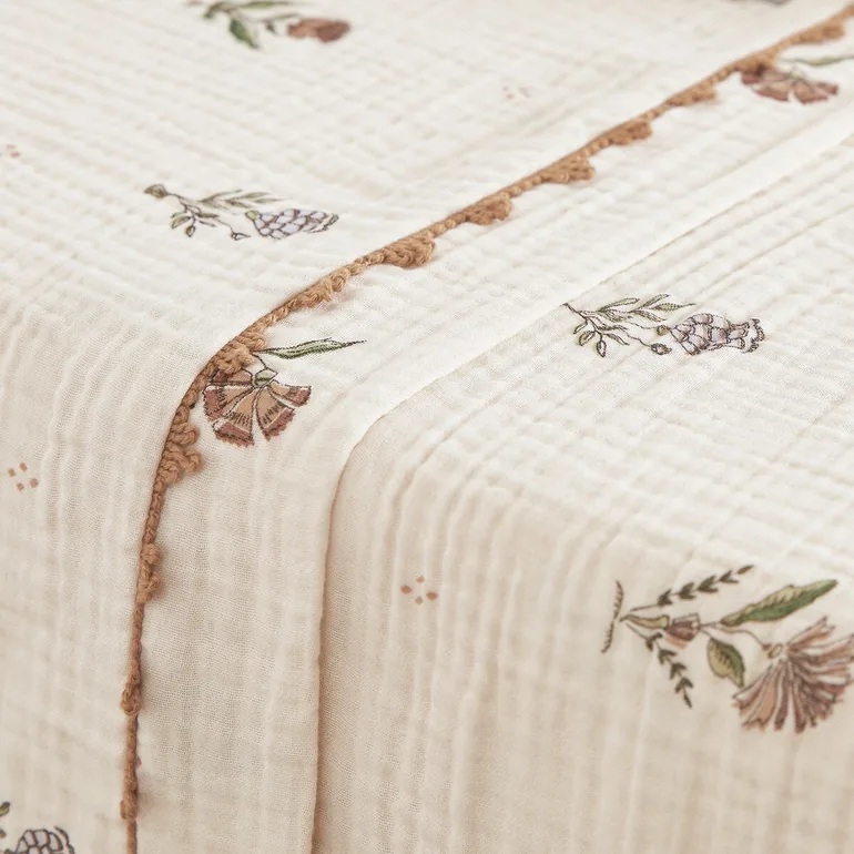 Emeline Floral  Cotton Muslin Flat Sheet - 1