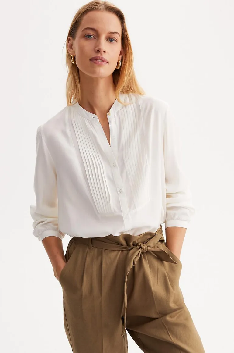 Crew Neck Blouse with Long Sleeves