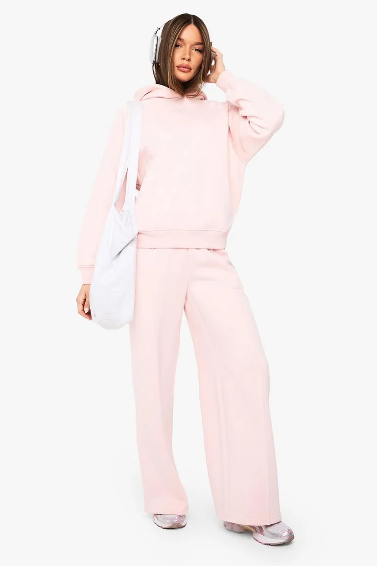 هودي بتصميم واسع بأكمام راجلان لون زهري