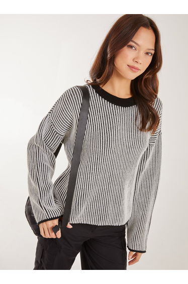 Striped Ribbed Long Sleeve Jumper