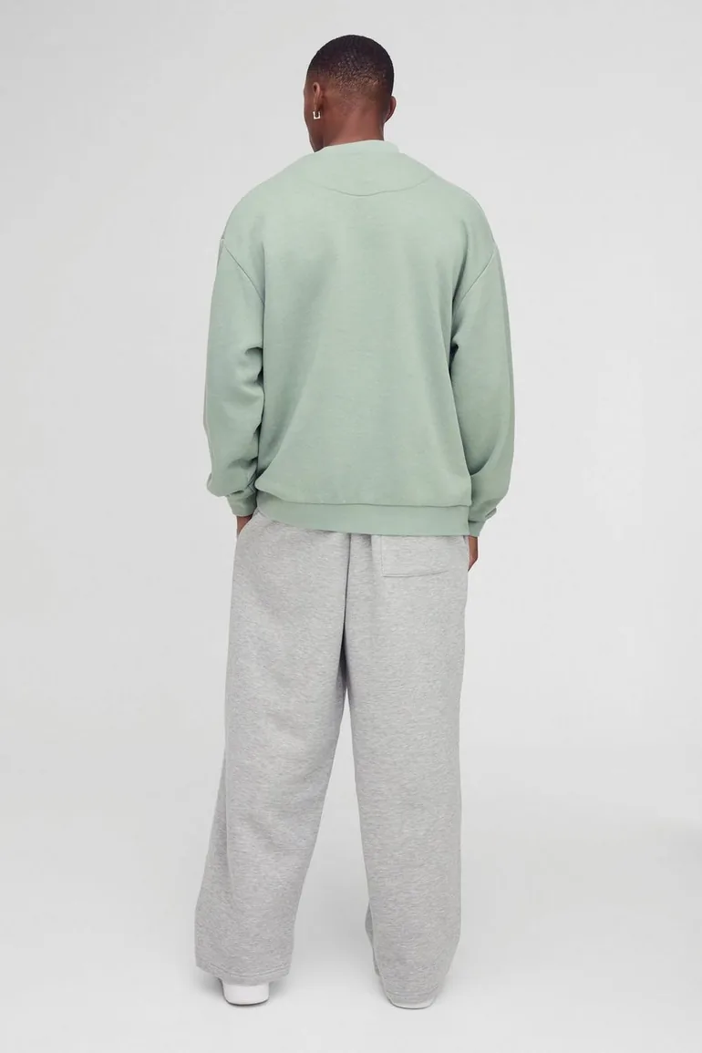 بنطلون رياضي بأرجل عريضة بطبعة - رمادي - 1