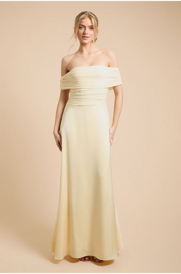 Mesh and Satin Bardot Bridesmaid Dress