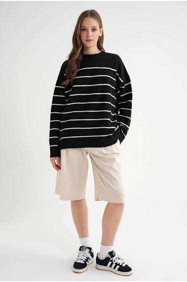 Mixray Striped Knit Pullover Sweater