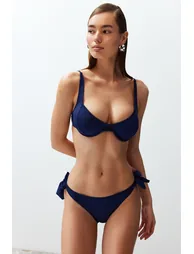 Navy Blue Tie Bikini Bottom