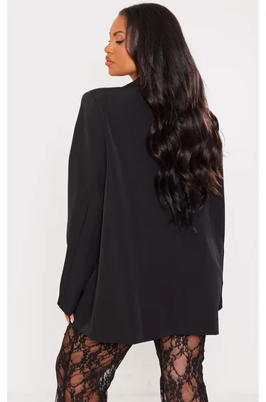 Plus Black Oversized Structured Blazer