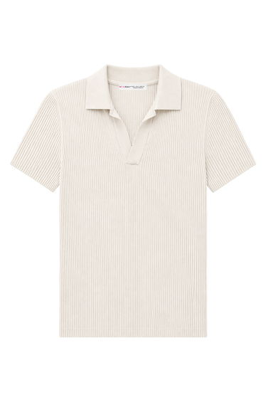 MIXRAY Ribbed Polo Collar Blouse