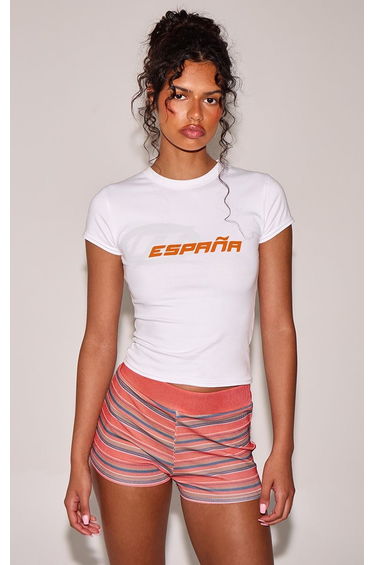 White Espana Printed Crop Top