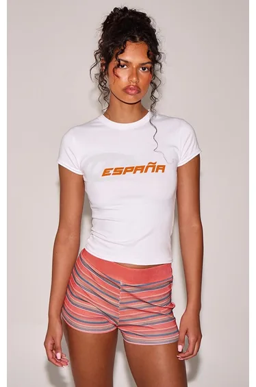 White Espana Printed Crop Top