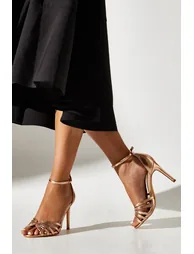 Wide Fit Tilda Lattice Front High Heeled Sandals - 2