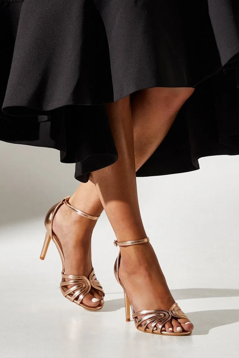 Wide Fit Tilda Lattice Front High Heeled Sandals