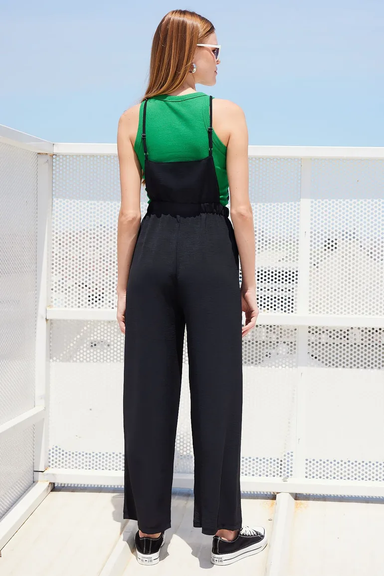 Strappy Gardener Overalls - Black - 3