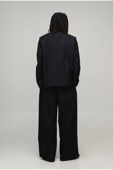 Collarless Fireman Clasp Oversized Blazer - black