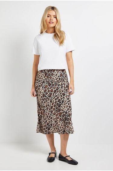 Bias Cut Printed Midi Skirt