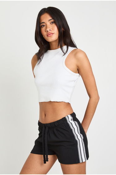 Side Stripe Panel Mini Short - black