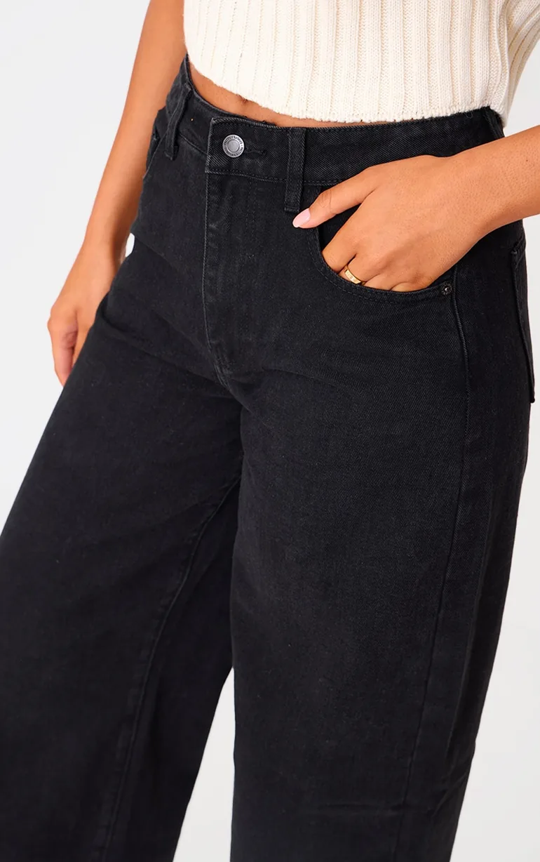 Tall Black Dipped Back Waistband Boyfriend Jeans - 3