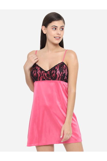 Lace Insert V Neck Strappy Babydoll