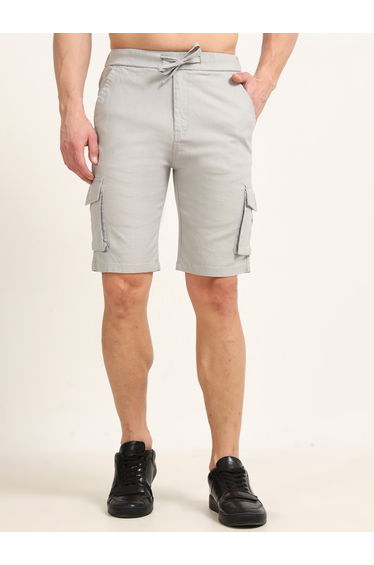 Grey Cargo Linen Shorts