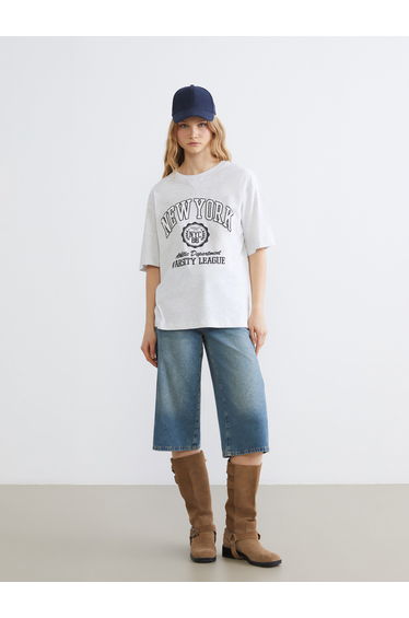 New York Printed Oversize Women's T-Shirt