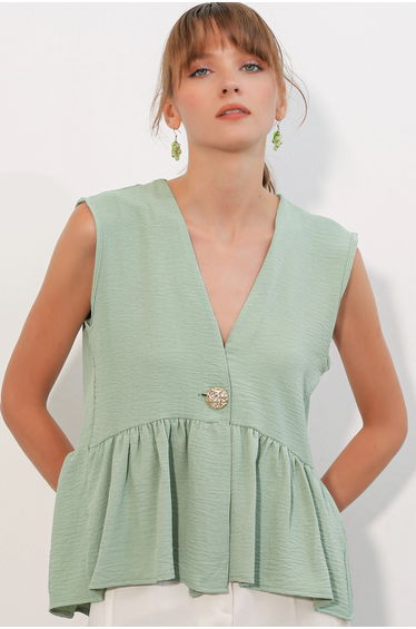 BDART V-Neck Buttoned Sleeveless Blouse