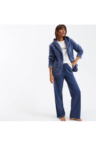 طقم بيجاما قطن 3 قطع لون أزرق