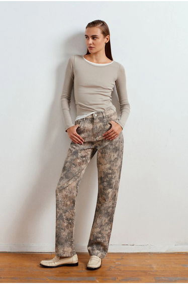 Dilvin Slim Fit Cotton Crew Neck Blouse