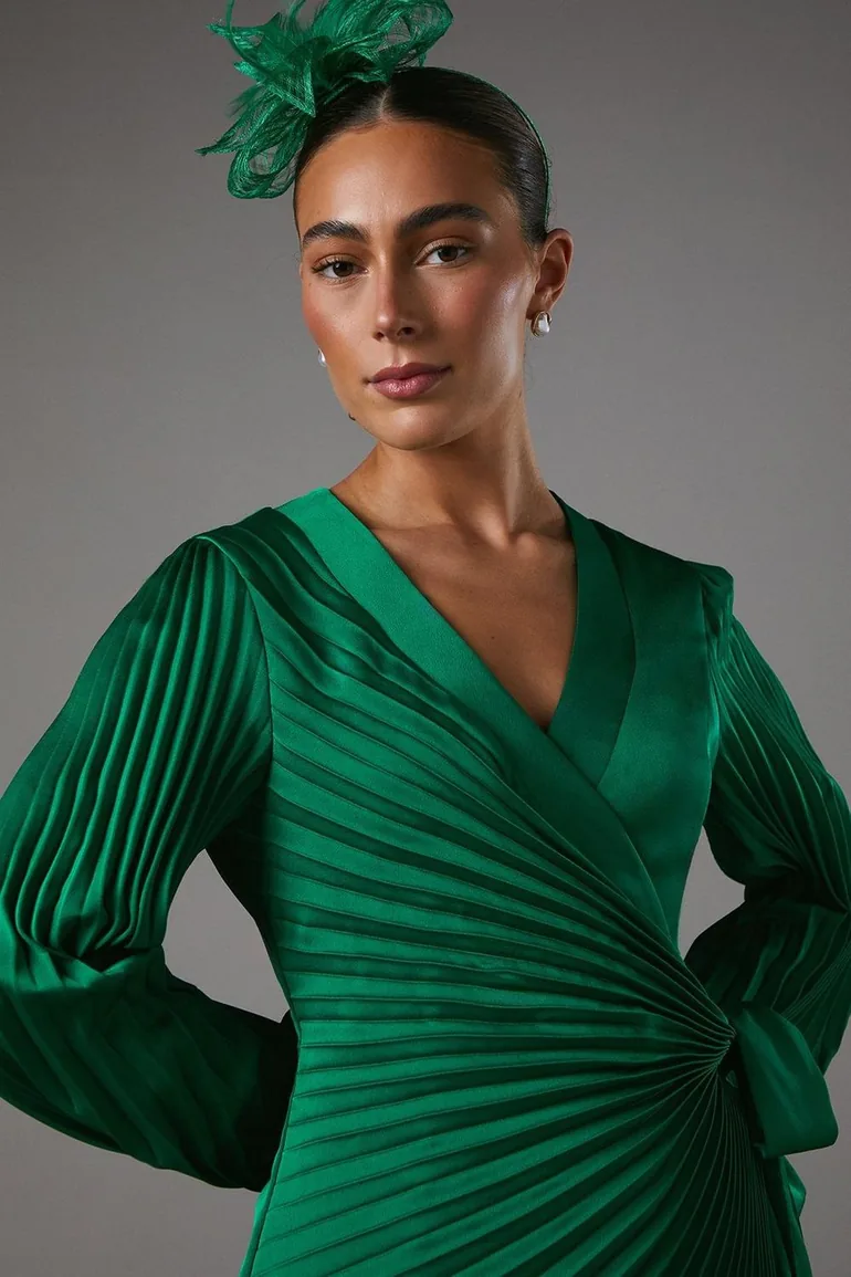 Satin Pleated Wrap Dress Coast Fashion Green : Evening Dresses : VogaCloset  Oman