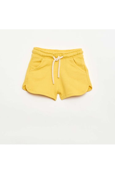 Plain lightweight fleece shorts YELLOW