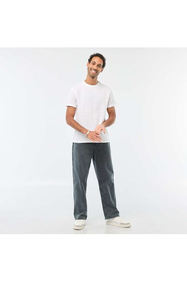 Waffle Knit Short-Sleeve T-Shirt WHITE