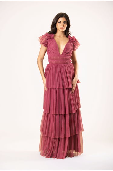 Naomi Tulle Maxi Dress in Orchid