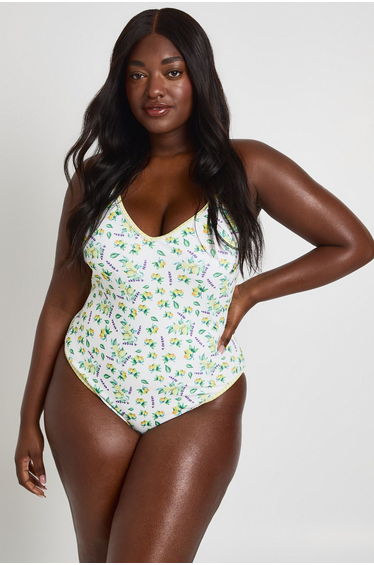 Plus Lemon Print Swimsuit - lemon