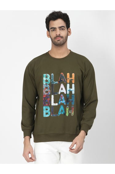 Men Olive Graphic Sweatshirt