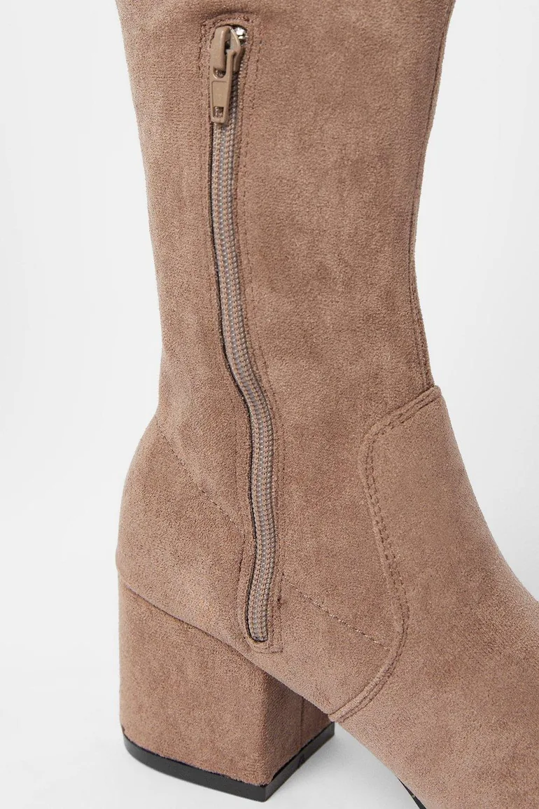 Kara Drawstring Block Heel Knee High Boots - 2