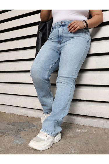 Plus Size Slim Fit High Rise Faded Jeans