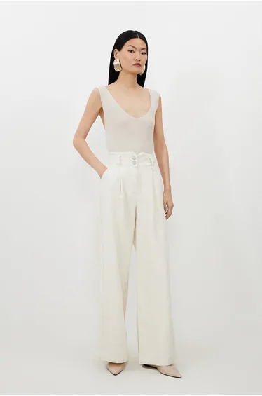 Denim Indigo Wide Leg Trousers