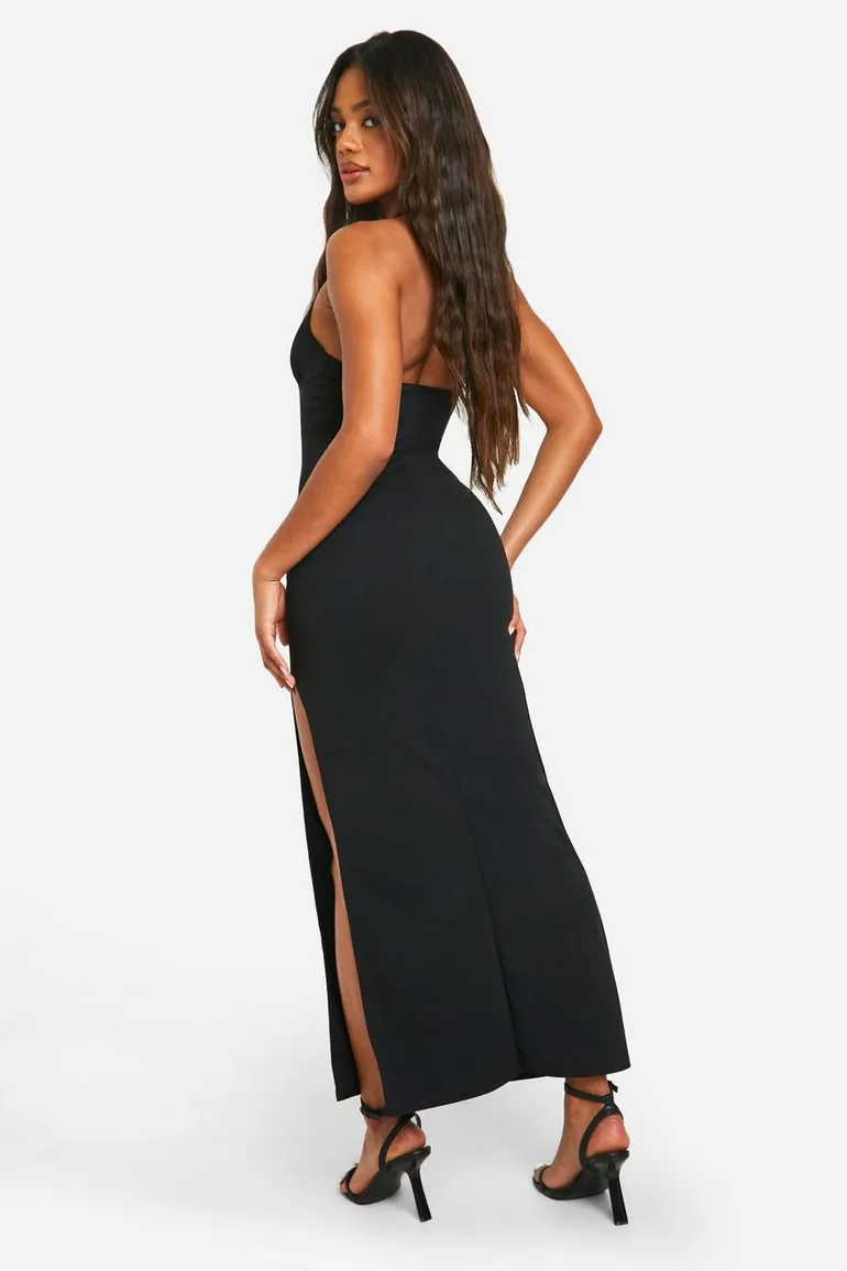 slim fitting evening dresses Black V-Neck Maxi Dress main image 1