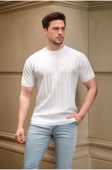 White Regular Cut Crew Neck Cotton Basic T-Shirt