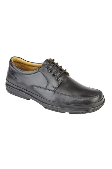 Roamers Mens Leather Wide Fit 4 Eye Deluxe Casual Shoes - Black