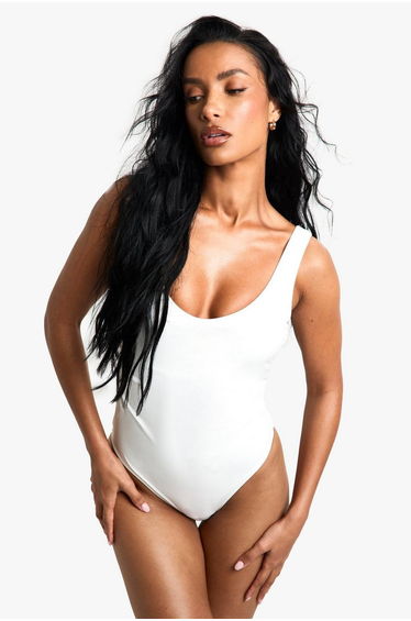 Swimwear Essentials Ruched Tummy Control Swimsuit - white