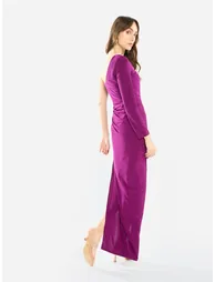 Women Crystal Accent Ruched Gown Maxi Dress - 6