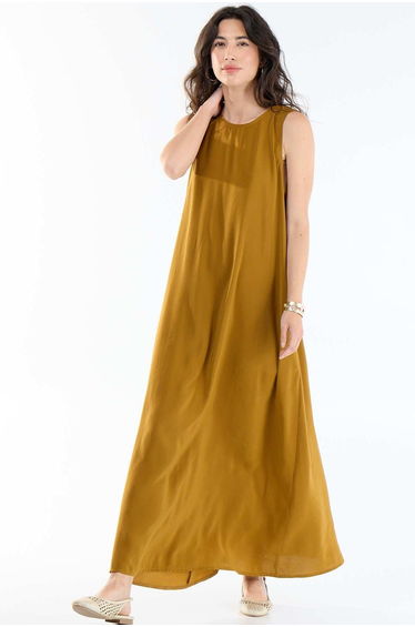 Long loose-fit dress BROWN