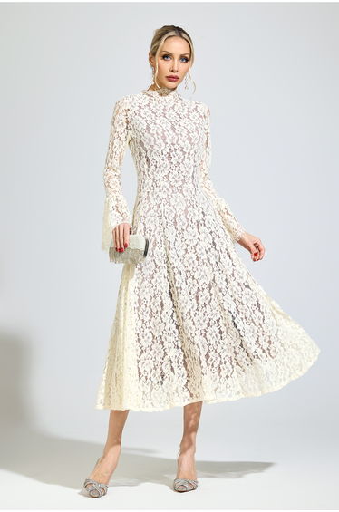 Kepler White Bell Sleeve Formal Dress