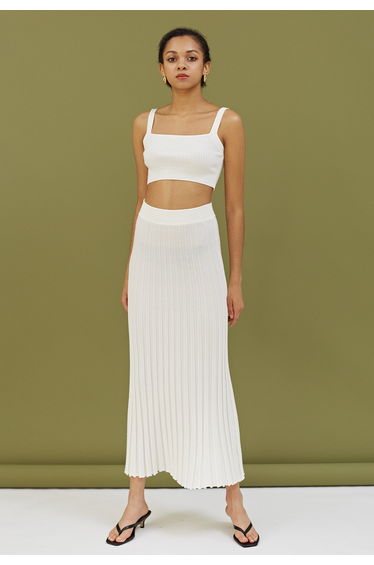 Ultra-Soft Ribbed Cami Knit Cropped Top in White