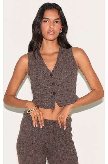 Chocolate Distressed Textured Rib Boxy